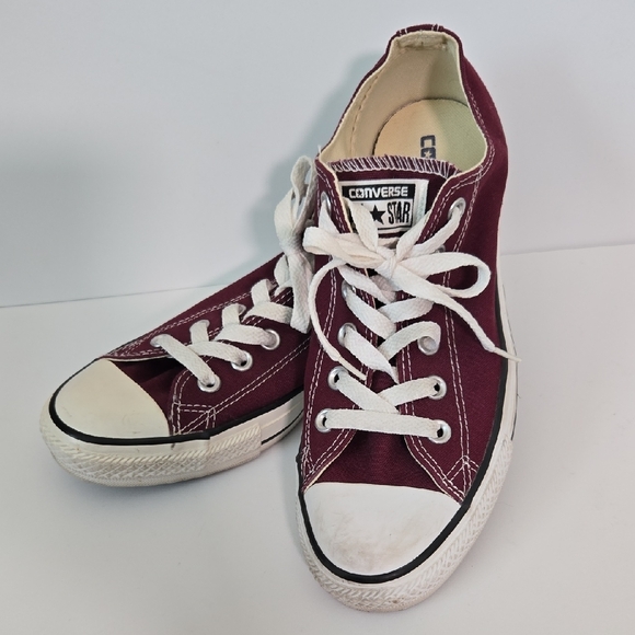 Converse Burgundy and White Women's Shoes - Picture 2 of 8